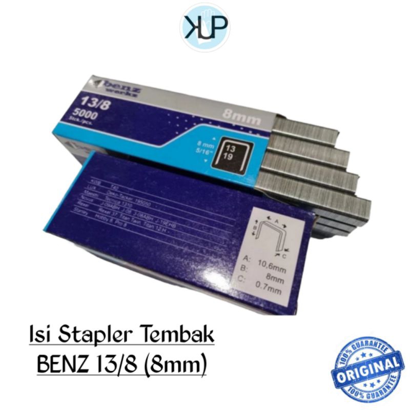 

Isi Stapler Steples Tembak BENZ 13/8 (8mm) / Reffil Stapler Tembak