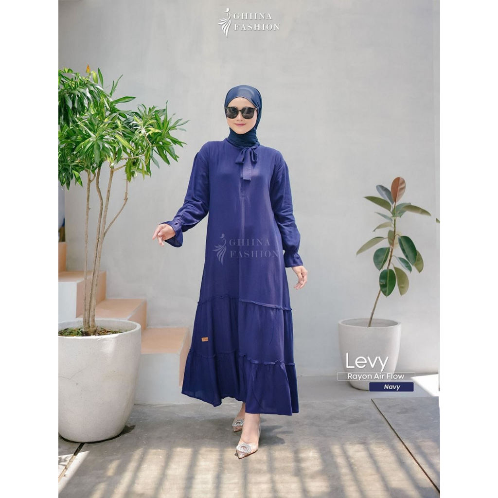 LEVY MIDI DRESS BY GHINA FASHION || MIDI DRESS GHINA || DRESS RAYON AIR FLOW || DRESS BRANDED ADEM