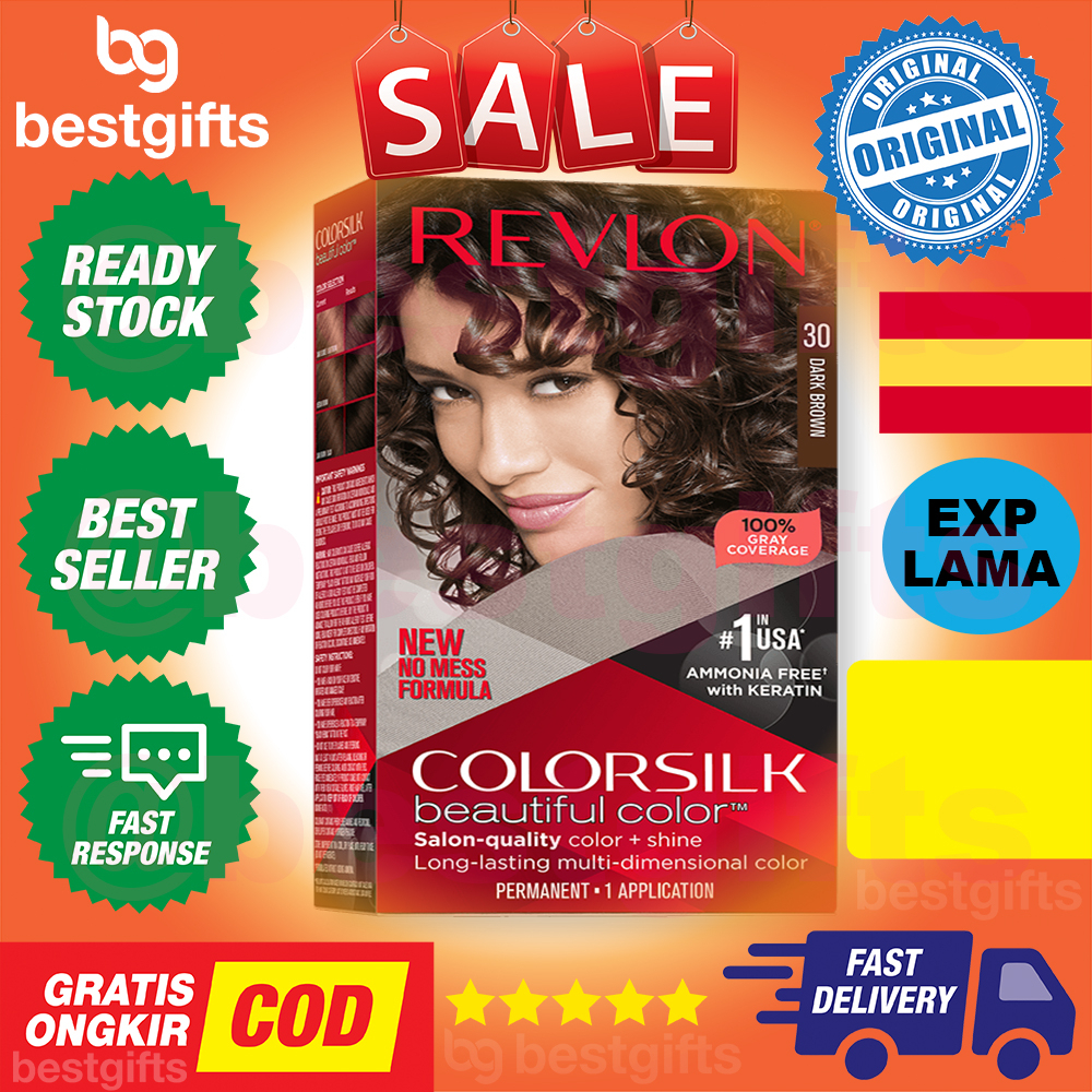 REVLON COLORSILK BEAUTIFUL COLOR PEWARNA RAMBUT TIDAK CEPAT PUDAR DAN TIDAK MERUSAK RAMBUT - 20 BROWN BLACK