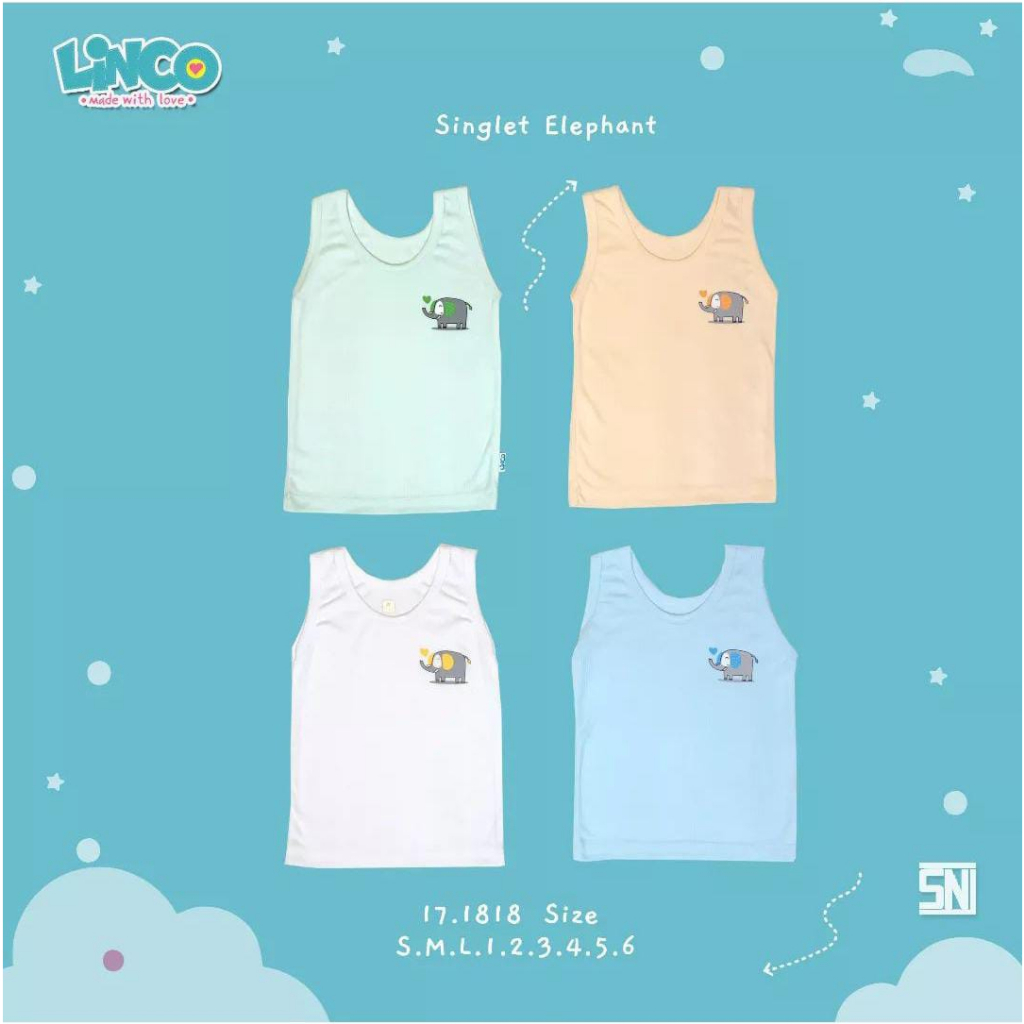 LINCO singlet Premium Warna Motif Baby - anak / isi 1 pcs