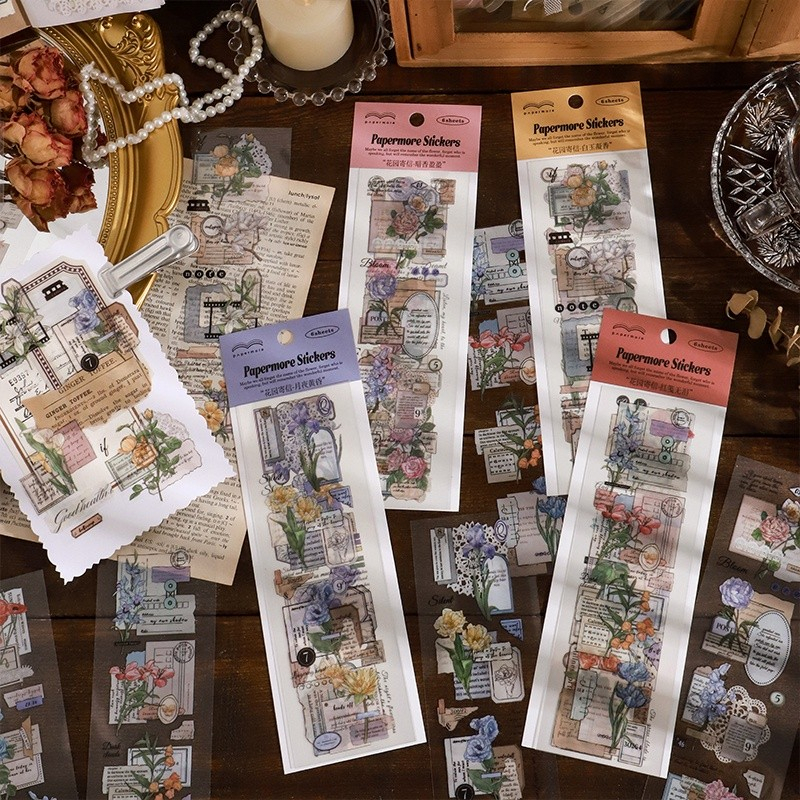 

6 Pcs Aesthetic Flower Sticker Stiker Deco Bunga PET Tahan Air G12