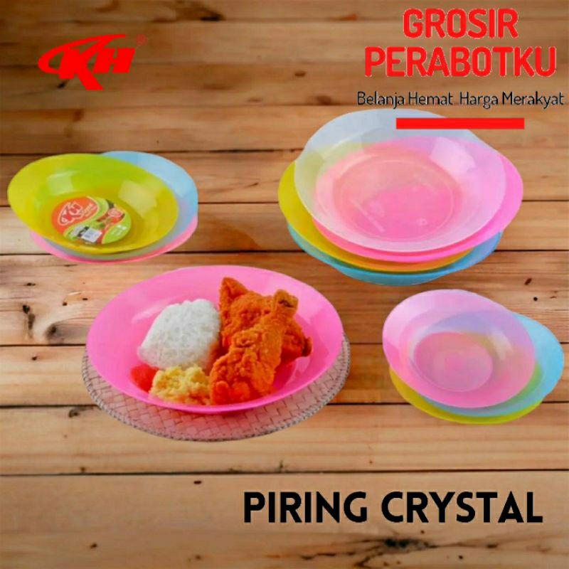 KH Piring Makan Plastik Crystal 6 Inch 7 Inch 8 Inch 9 Inch Piring Plastik Warna