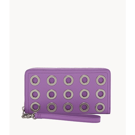 Logan RFID Zip Around Clutch Bright Purple