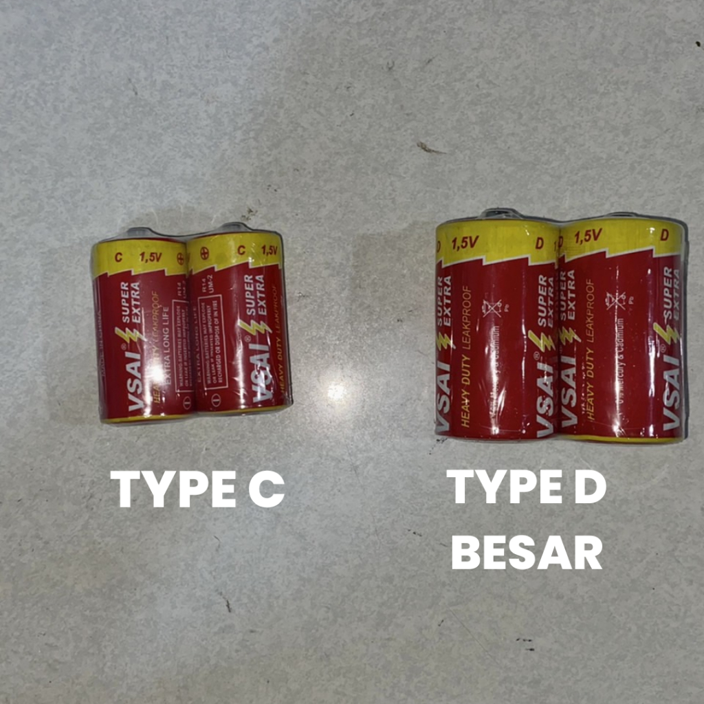 Baterai VSAI 9 VOLT  6F22 / C /  Besar Batre R20 ORIGINAL VSAI - Battery Batu Batre Batere Anti Bocor - Tahan Lama - Baterau mainan, Kalkulator