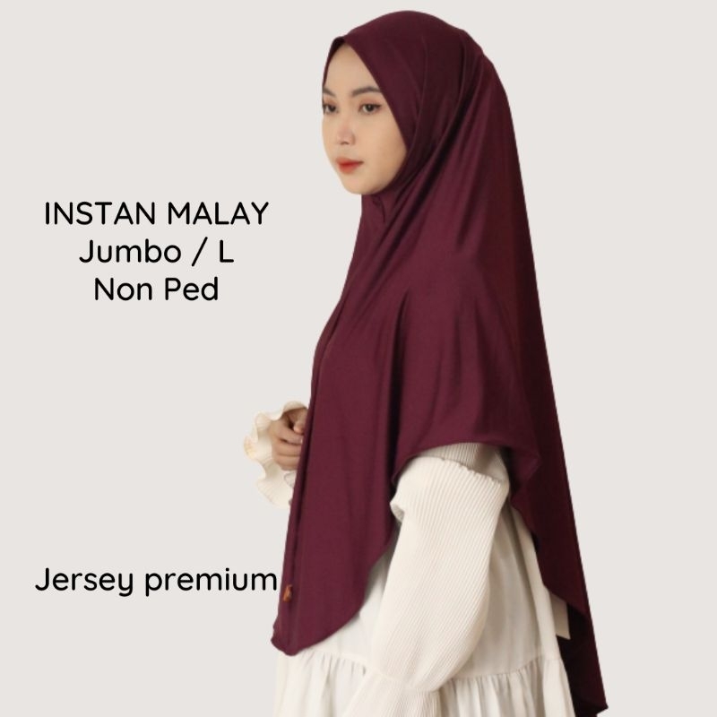 Hijab Mazaya Malay Jumbo Syar'i size L | Jilbab Bergo Khimar  Malay Instan Syar'i Jumbo Premium | Jilbab Malay Instan jumbo non ped