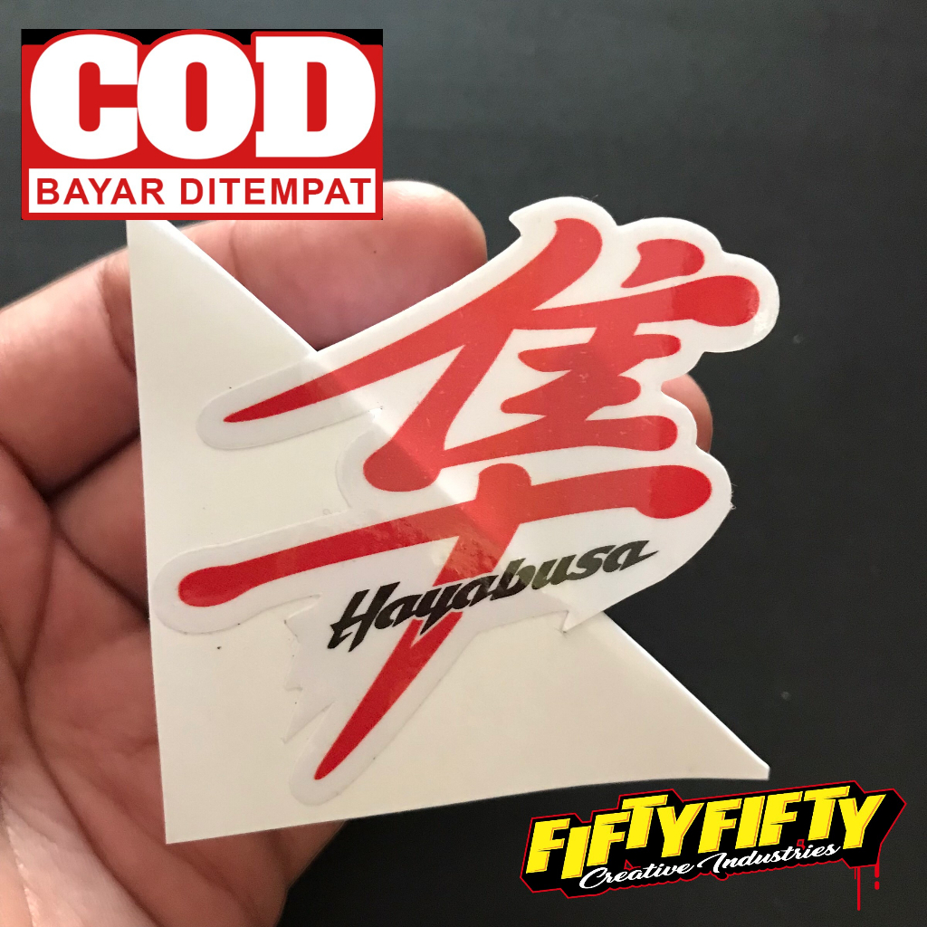 Stiker Print Cut HAYABUSA Stiker Printing Laminasi Glossy Stiker Motor Mobil Helm Sudah Membentuk Pola Desain