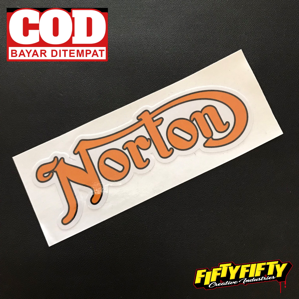 Stiker Print Cut NORTON Stiker Printing Laminasi Glossy Stiker Motor Mobil Helm Sudah Membentuk Pola Desain