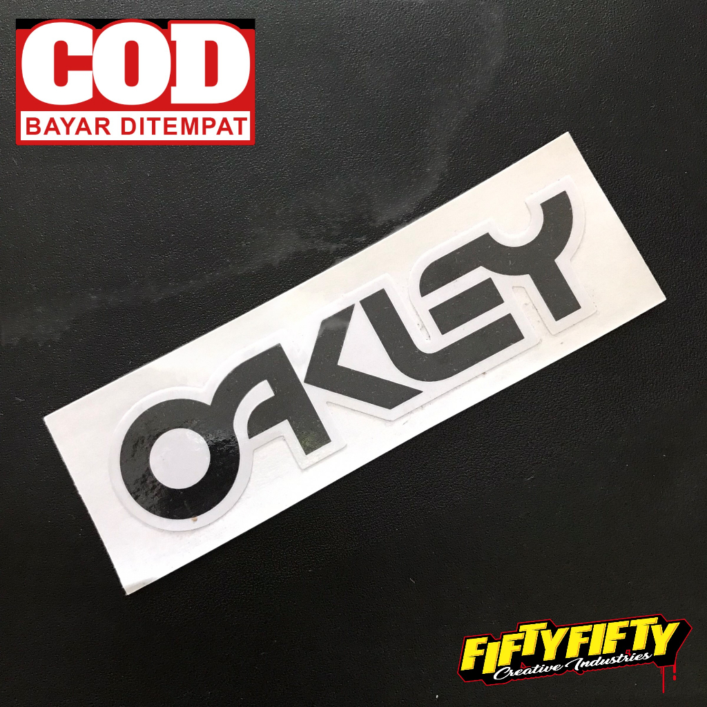 Stiker Print Cut OAKLEY Stiker Printing Laminasi Glossy Stiker Motor Mobil Helm Sudah Membentuk Pola Desain