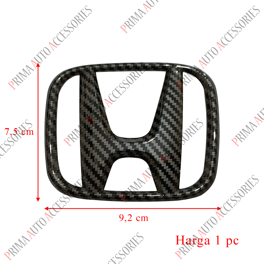 Emblem Logo Honda Carbon H 9,2 cm X 7,5 cm Brio lama 2012-2017 / HRV Lama Belakang