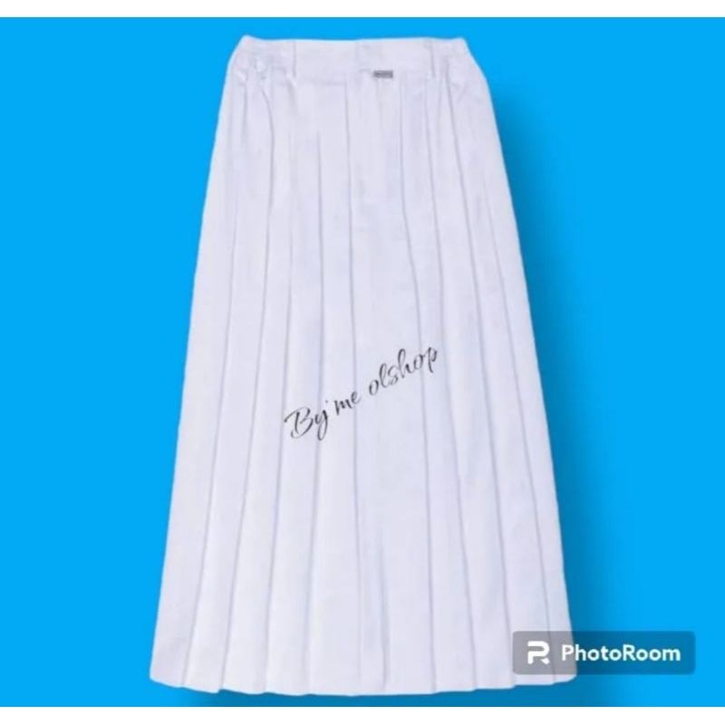 Rok sekolah SMP SMA rok rempel panjang putih bahan element