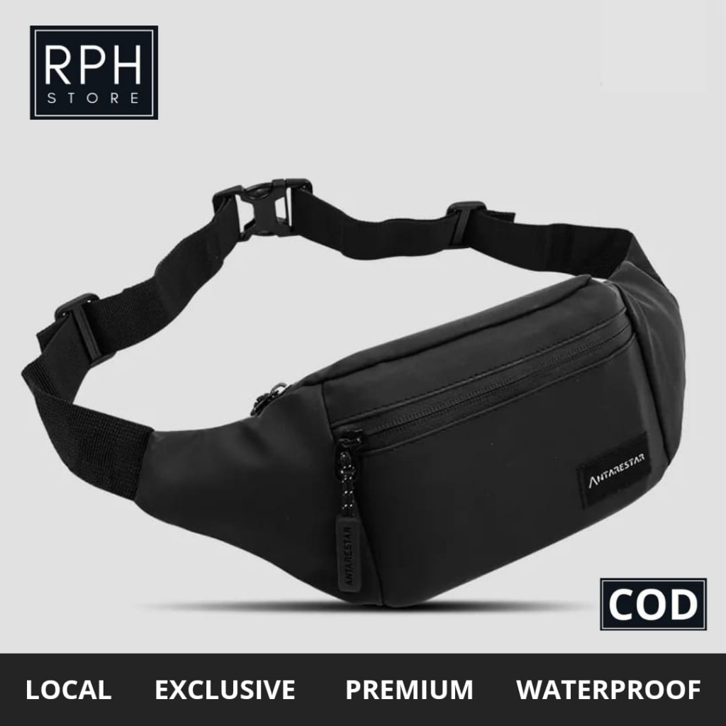 Tas Selempang Slempang Waistbag Pinggang Pria Cowok Distro Anti Air Waterproof Kecil R11