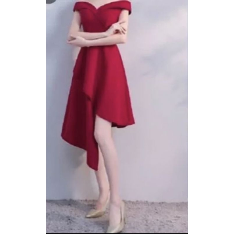 Dress Maroon pesta / kondangan/ Bridesmaid / party  Women