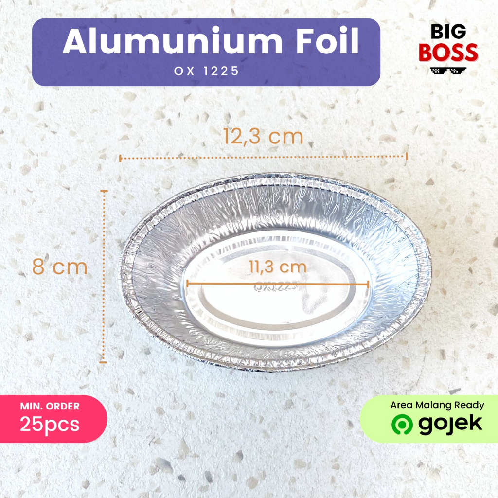 Aluminium Foil Tray Ox-1225 + Tutup Mika Cup Oval Macaroni Schotel / Pastel Tutup / Lasagna / Klapertart 120ml