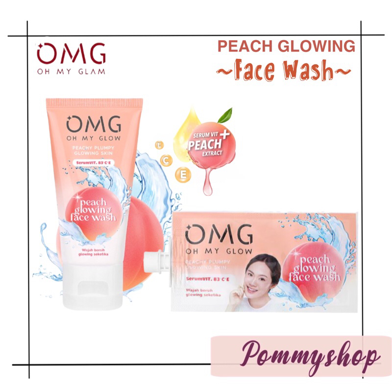 OMG Oh My Glow Peach Glowing Face Wash 9g &amp; 50g | Pembersih Wajah