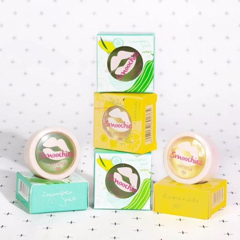 EMINA Smoochies Lip Balm Indonesia / Pelembab Bibir 3.7g / UVA UVB Protection Mengurangi Bibir Kering Pecah Melembabkan / Lemonade Cucumber Juice / Lemon Jus Timun / Moisturizer Moisturizing Melembabkan Menutrisi / Skincare Lips Care / Treatment Perawatan
