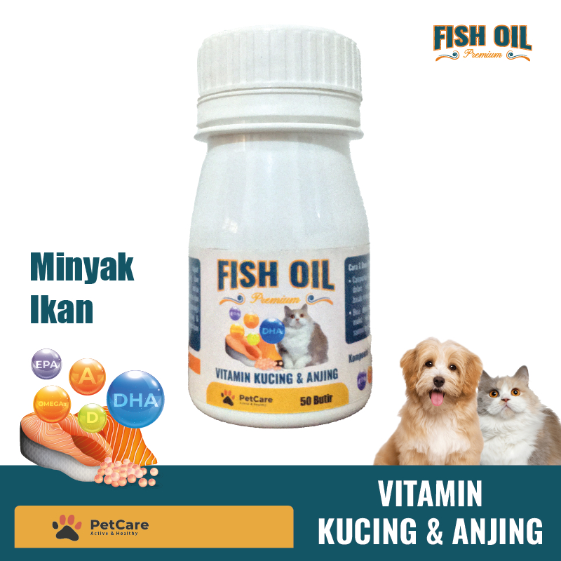 FISH OIL Premium Minyak Ikan Vitamin Kucing &amp; Anjing 50 butir