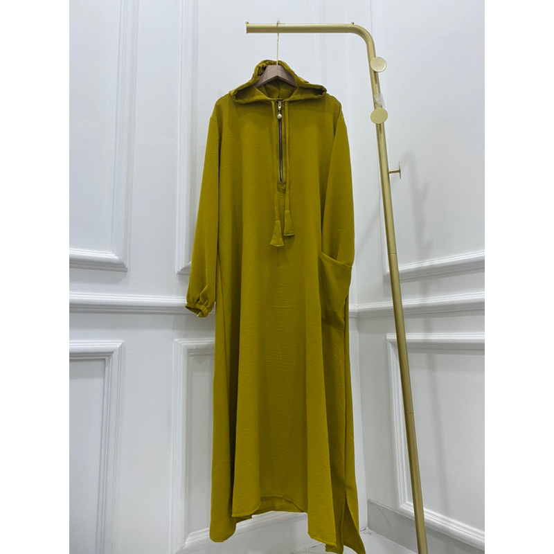 YESHA HOODIE DRESS CRINKLE AIRFLOW POLOS KANTONG JUMBO LD110 MURAH SACKDRESS  VIRAL MUSLIMAH GROSIR