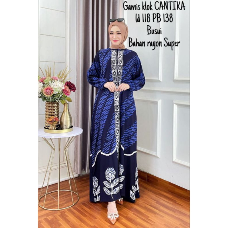 Gamis Rayon Premium Kekinian Jumbo Batik Cap Termurah Busui Resleting Depan HomeDress Terbaru