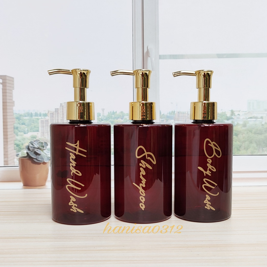 Botol Pump 250ml Aesthetic Tempat Sabun Cair Coklat Tutup Pump Luxury