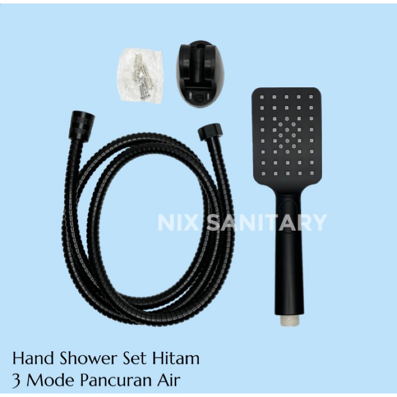 Hand Shower Set Hitam Shower Mandi Kotak Besar Selang Stainless