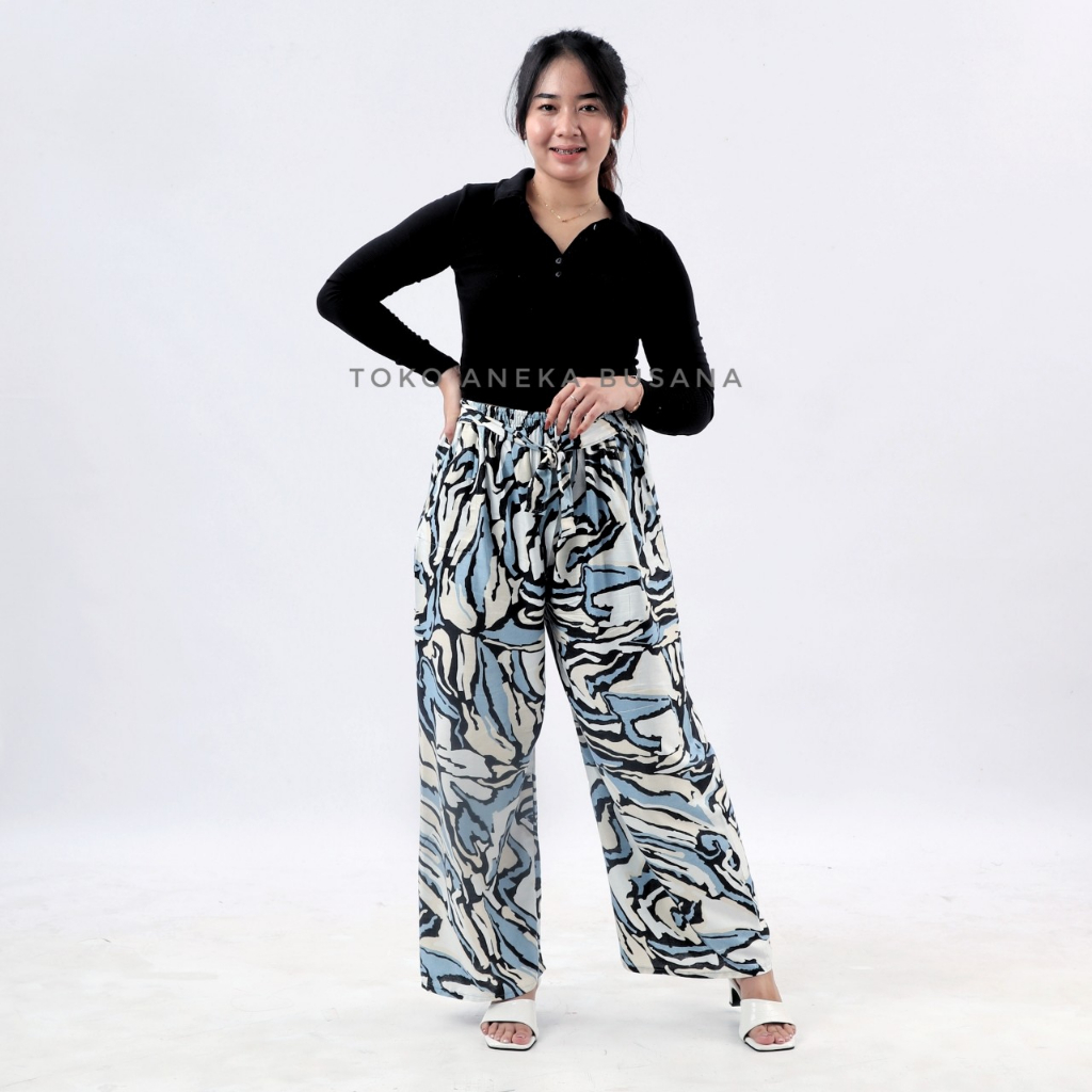 Celana Tidur Kulot Panjang Motif Tie Dye Bahan Rayon