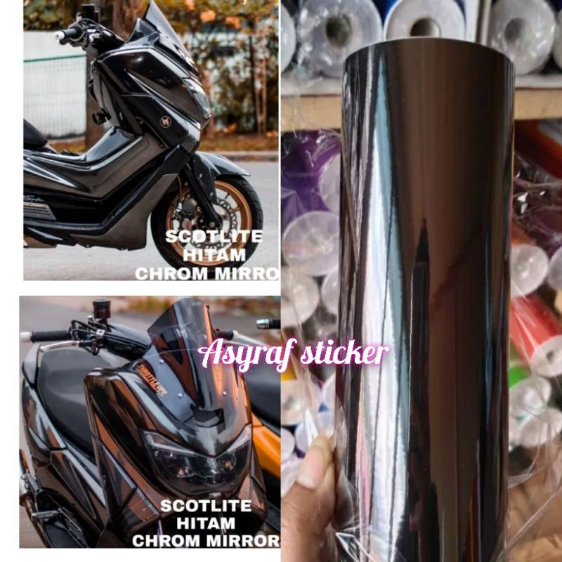 Sticker skotlite Hitam crome Skotlet black krom Motor hitam