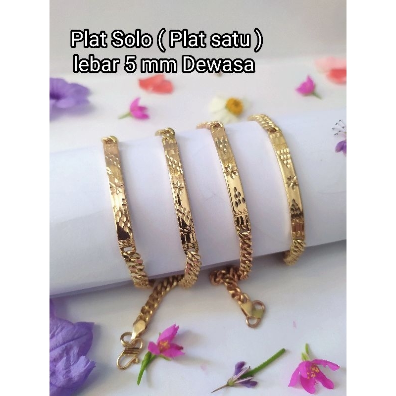 Gelang Swasa Dewasa model rantai plat SOLO (Satu)lebar 5 mm