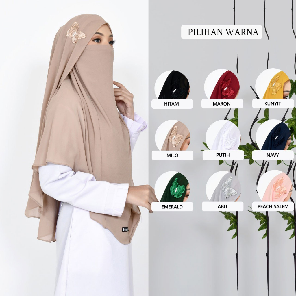 New French Khimar Bergo Butterfly | Daily French Khimar Free Cadar Tali / Khimar Ceruty Babydoll Sya