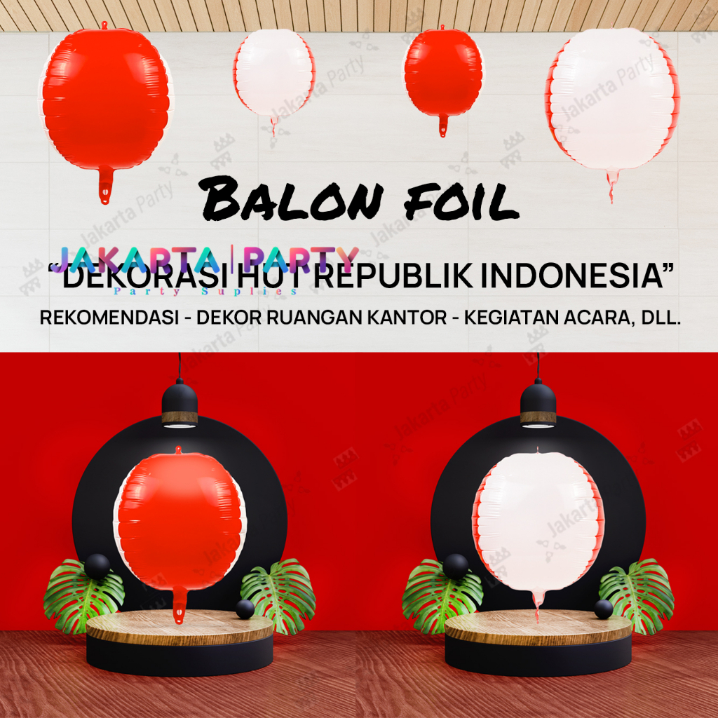 Balon Dirgahayu RI Orbz Polos / Balon Foil Bendera / Balon Foil HUT RI