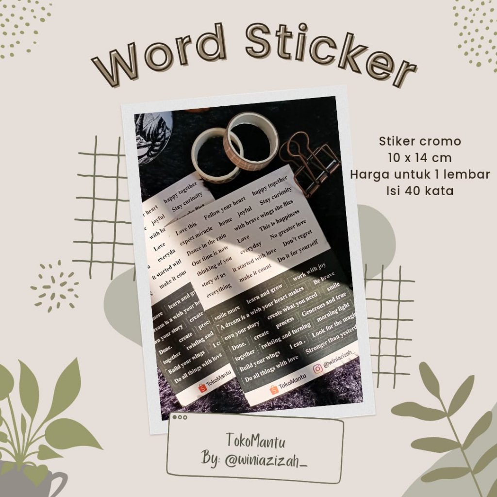 

Word Sticker Scrapbook / Stiker Dekor Jurnal Aestethic Vintage