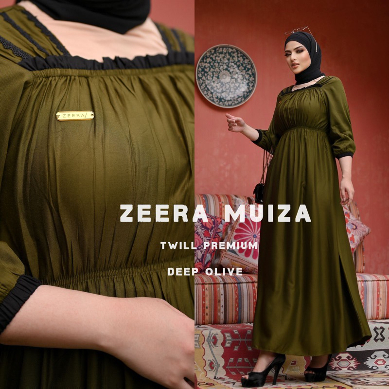 Daster Arab Zeera MUIZA Midi Dress Gamis Rayon Twill Premium Ori