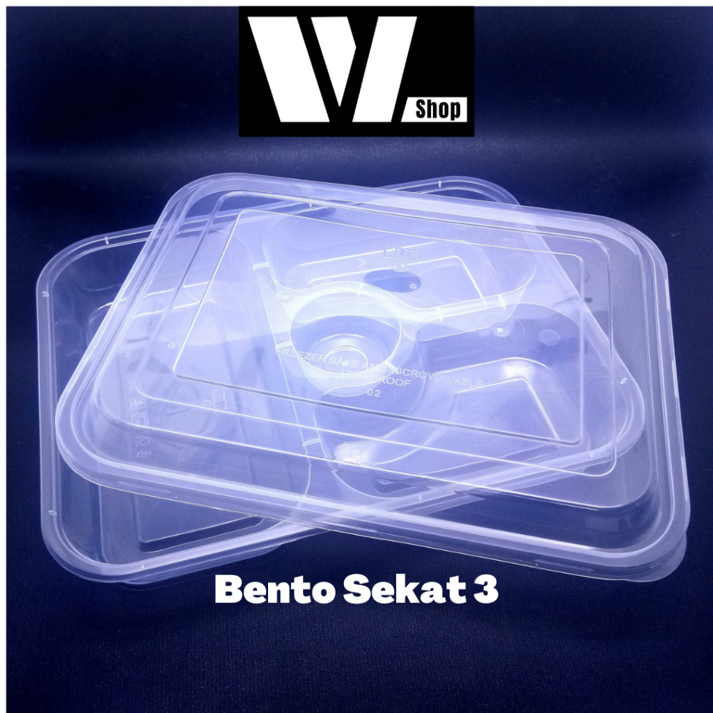 Kotak Makan Plastik 3 Sekat Thinwall Klir Tempat Makanan Bento Kotak Makan Thin wall Tempat Penyimpanan WL Shop Thin wall