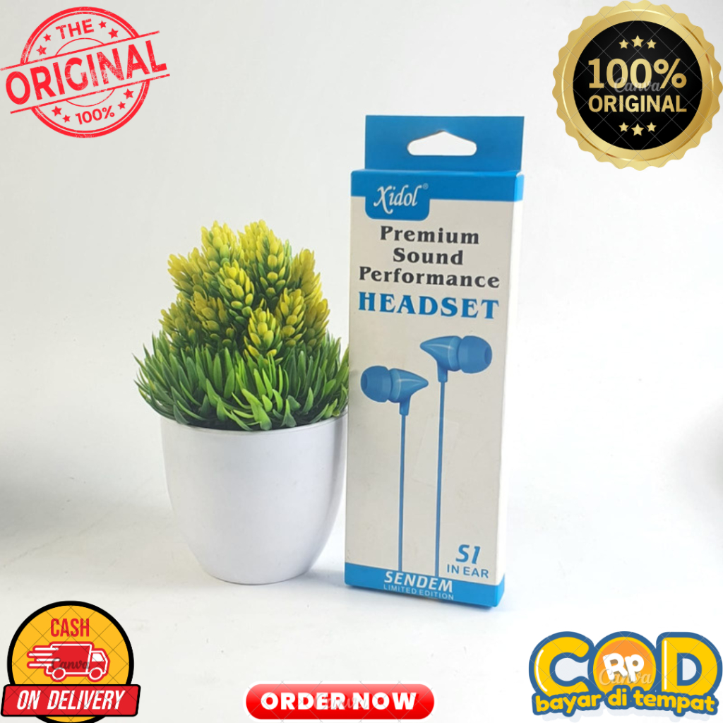 HEADSEAT HEADSET HETSET EARPHONE XIDOL S1 IN EAR FULLBASS STEREO