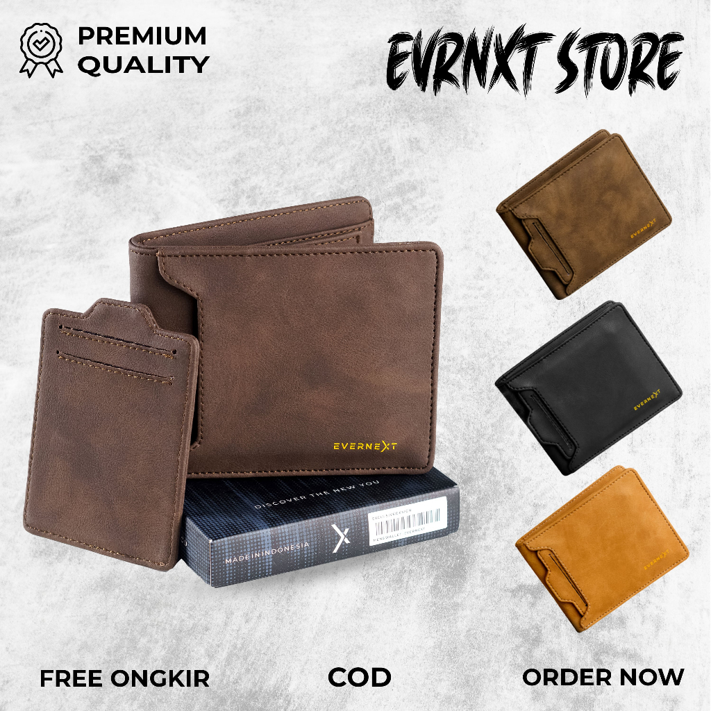 Dompet Cowok Pendek Walet Wallet Lipat Kulit Sintetis Pria Cowok Keren Kekinian