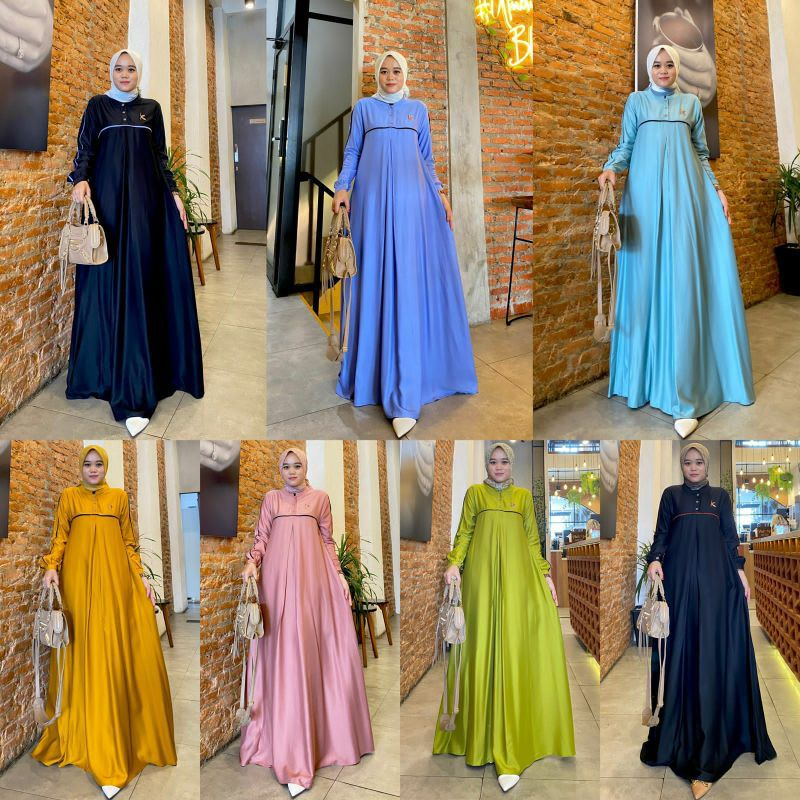 GAMIS DAILY - AURORA DRESS LD 110cm Basic Abaya List Simpel Casual Busui Crinkle Airlfow