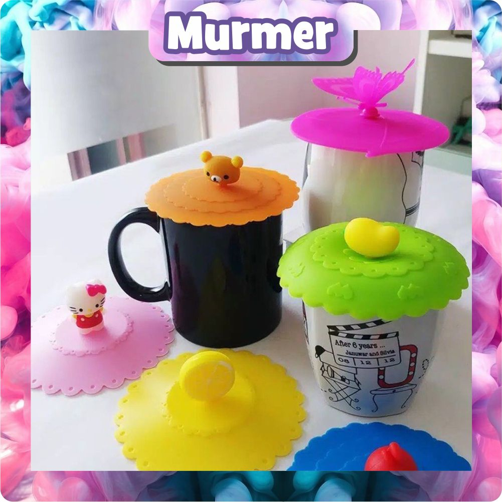 MurmerOfficial Tutup Gelas Silikon Cover Cangkir Silicone Mug Karakter Mug Lid Cangkir Silikon Cantik motif karakter kartun R872