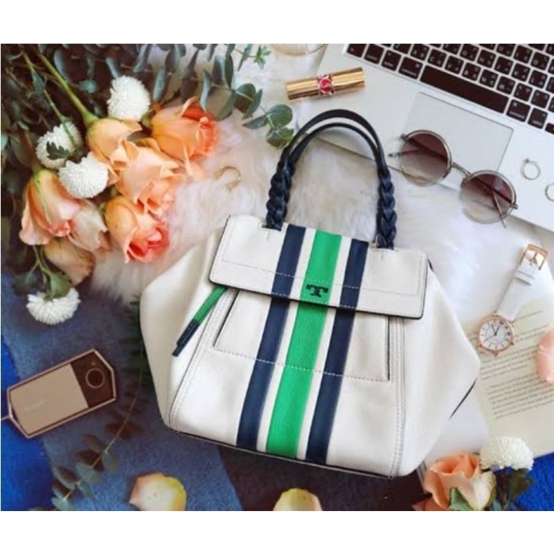 TB Halfmoon Stripe Satchel