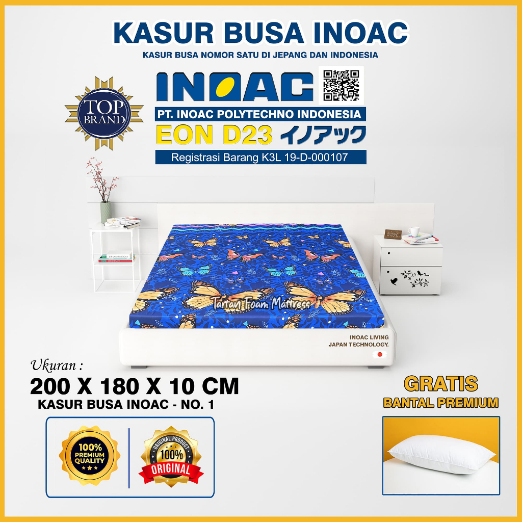 Kasur Busa INOAC Density 23 Ukuran No. 1 - 200x180x10 cm