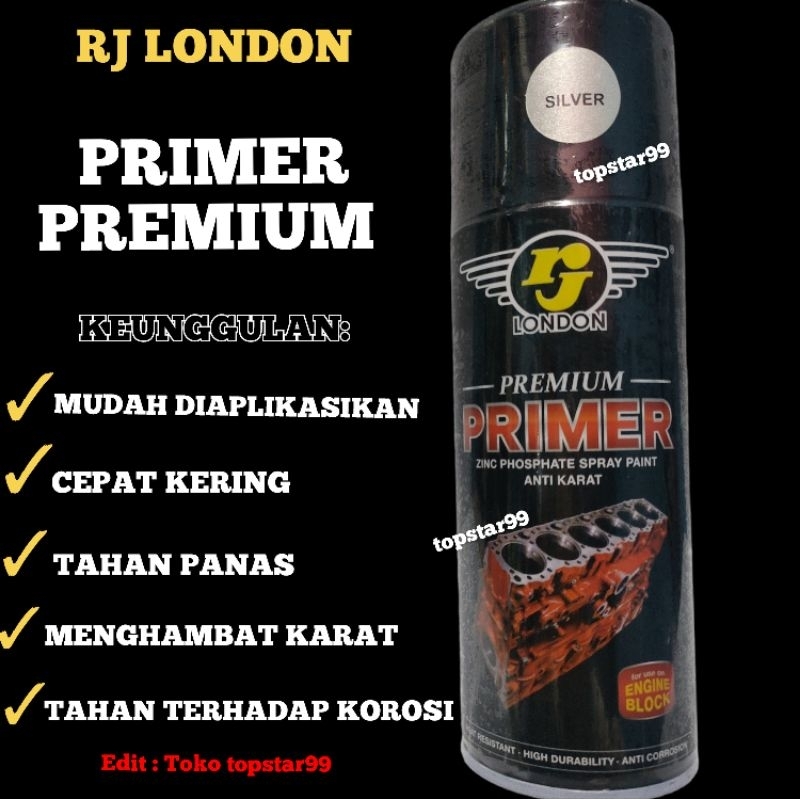 Pilok Cat Rj Blok Mesin Anti Karat Warna Silver Perak Tahan Panas Premium Primer 400cc