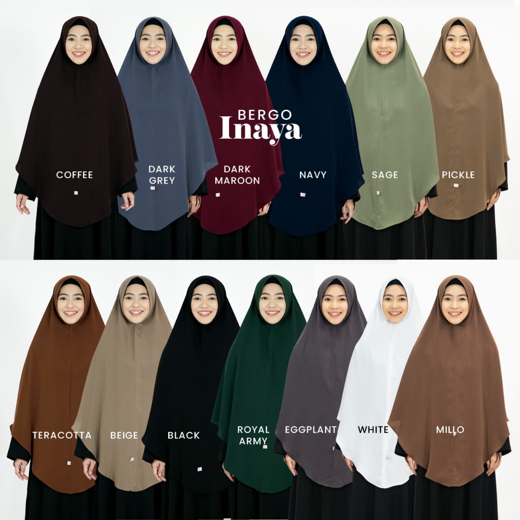 Hijab Hayuri Bergo Inaya - Jilbab Instan Syar'i Non Pad - Bahan Woolpeach Grade A