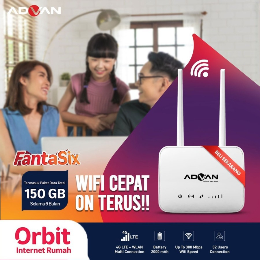 MODEM ROUTER ADVAN CPE START ORBIT TELKOMSEL 150GB HYBRID PORTABLE