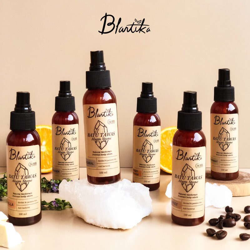 Blantika Tawas Spray Natural Deodorant Crystal Allum Stone - deodoran alami tahan bau badan