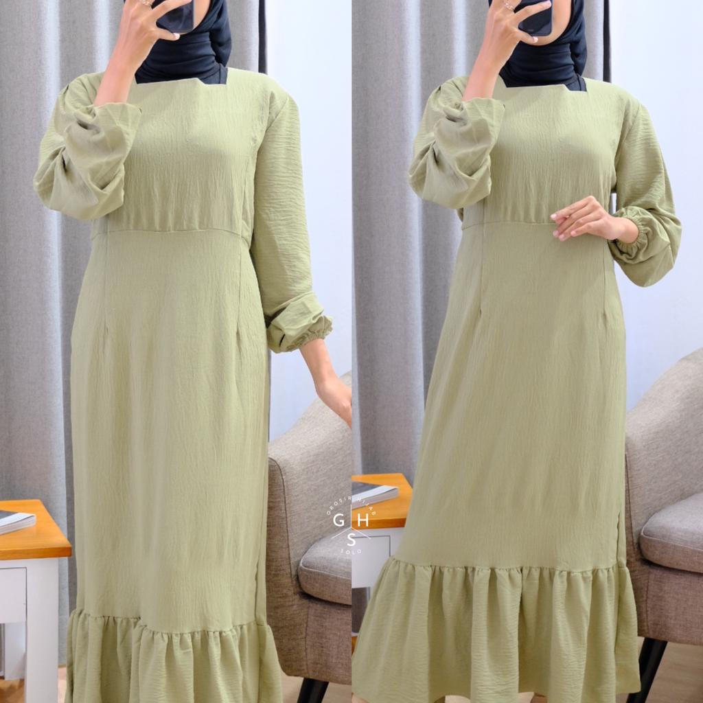 CLARISS GAMIS MIDI DRESS DUYUNG ATASAN WANITA CRINCLE AIRFLOW (AMD)