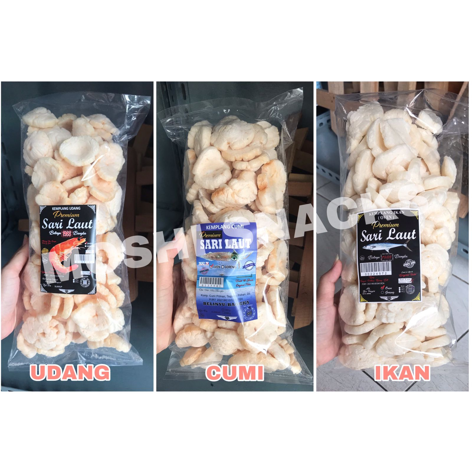 

Kemplang Bangka Oven Premium Sari Laut Udang - Cumi - Ikan 190gr / Kerupuk Kemplang Asli Bangka Halal