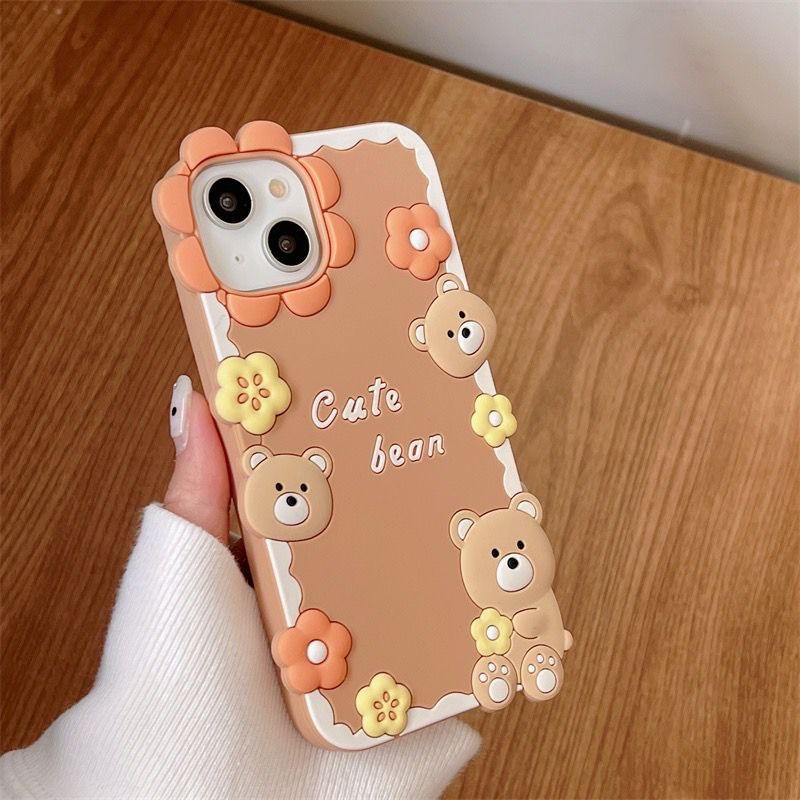 Soft Case Silicon Cute Bean Motif Beruang iPhone 14 13 12 11