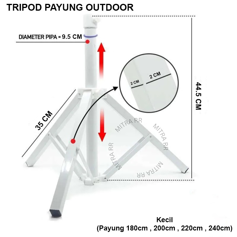 Tripod Dudukan Penyangga Payung Tenda Payung Pantai Ukuran Kecil dan Besar