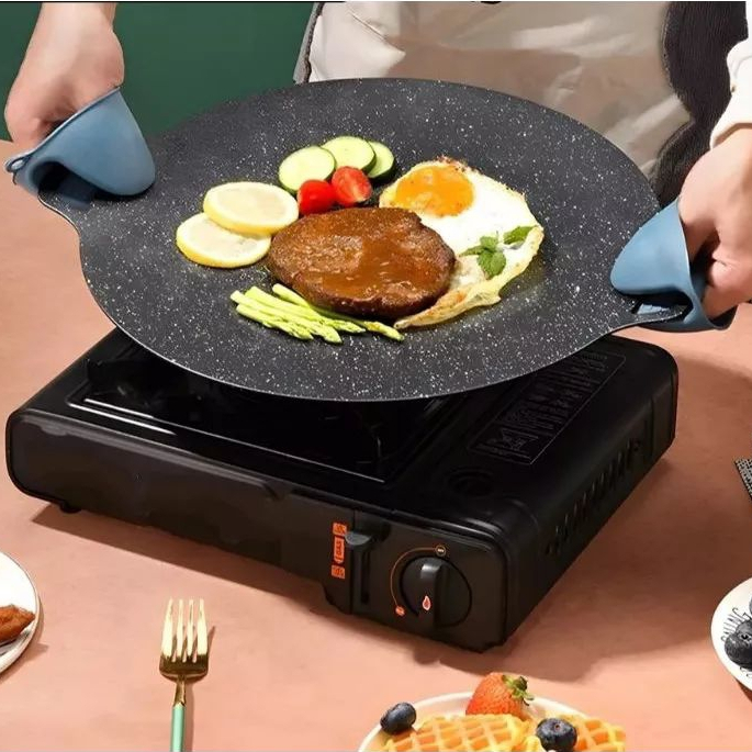 ALAT PANGGANG  WAJAN  , KUALI GRILL PAN BBQ  KONDUKSI DATAR  KOREA  ANTI LENGKET