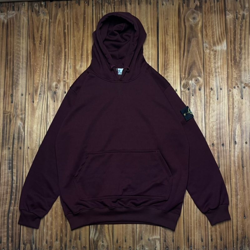 HOODIE JAKET SWEATER STONE ISLAND MARONN BURGANDY FULLTAG &amp; LABEL