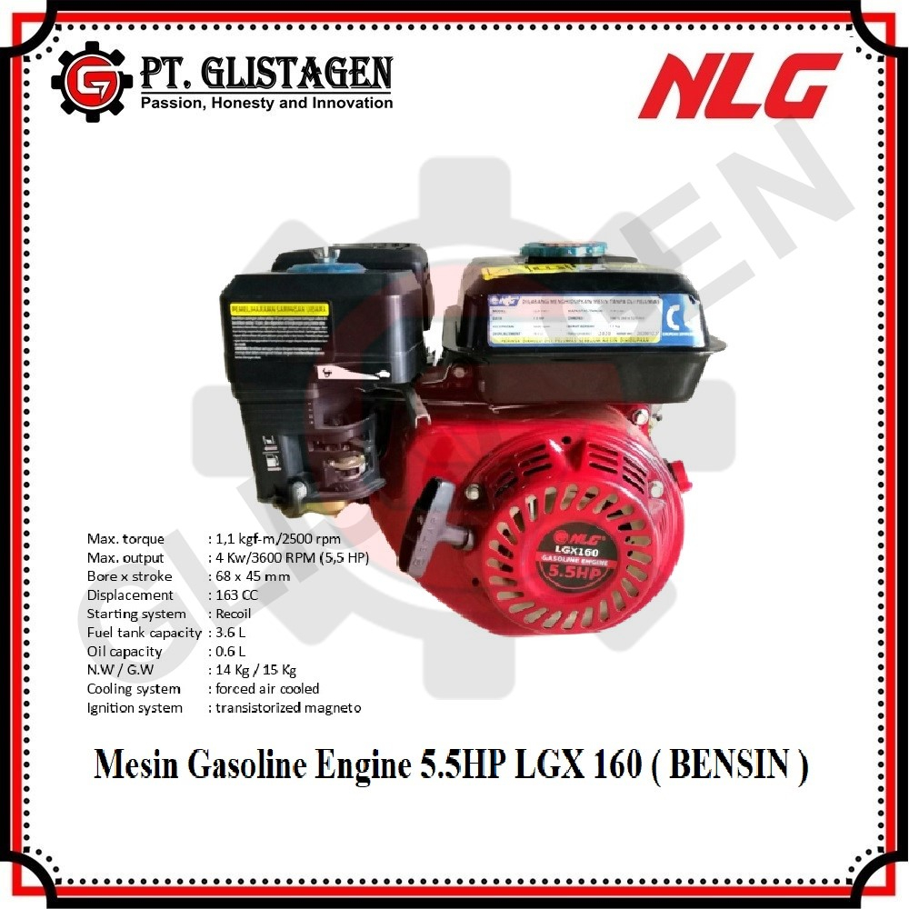 Engine LGX 160 NLG Mesin Penggerak Gasoline Bensin Serbaguna 5.5 HP