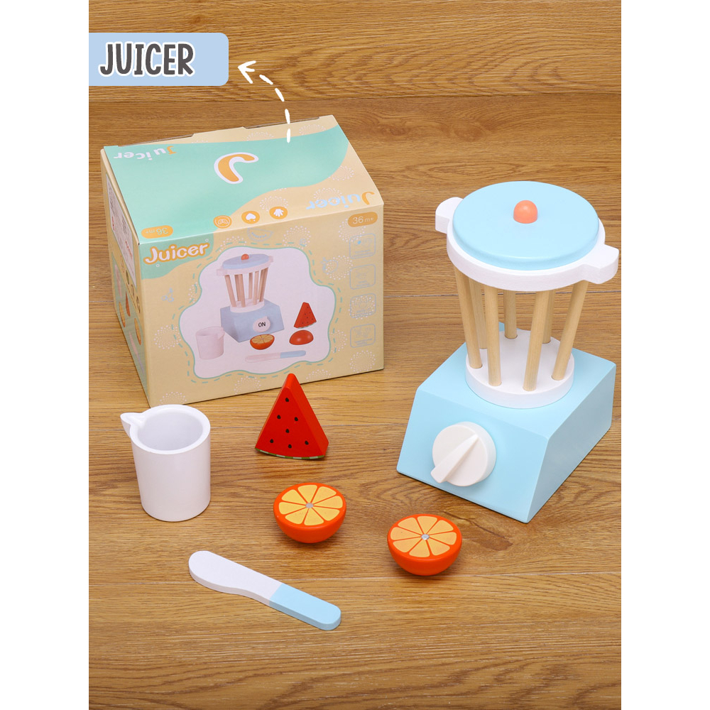 Mainan Anak Wooden Toys Bahan Kayu Juicer Mixer Coffee Bread Maker Masak Dapur